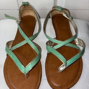 Merona Green and Gold Strappy Flat Sandals